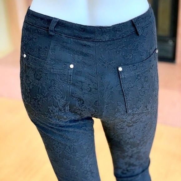 Javier Simmora Cropped Jacquard Pants Black Size 2 - Picture 6 of 8